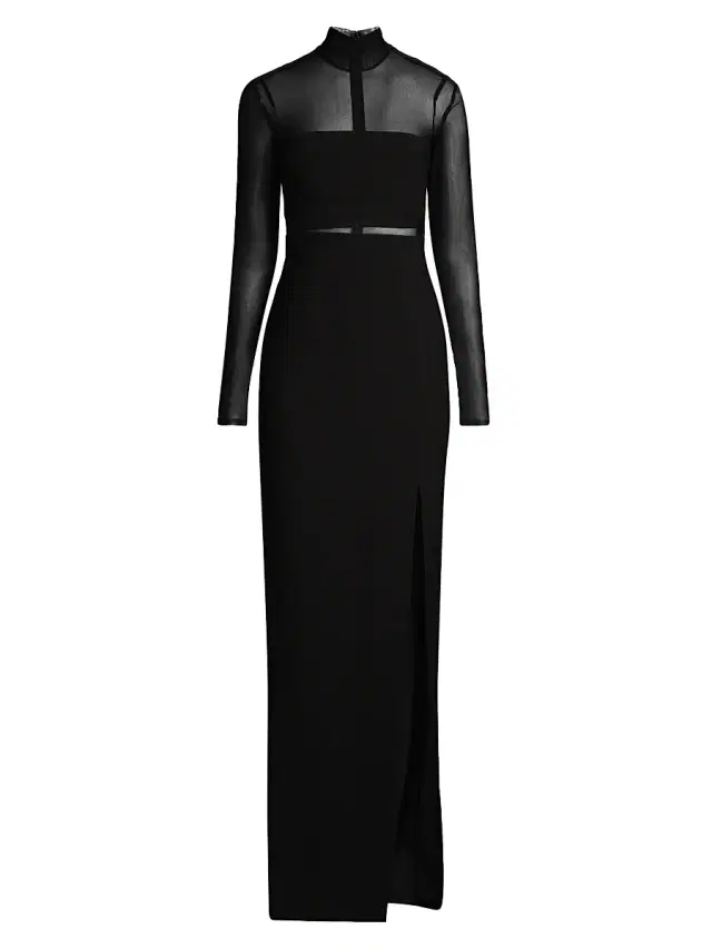 Likely Women's Andie Semi-Sheer Turtleneck Gown - Black