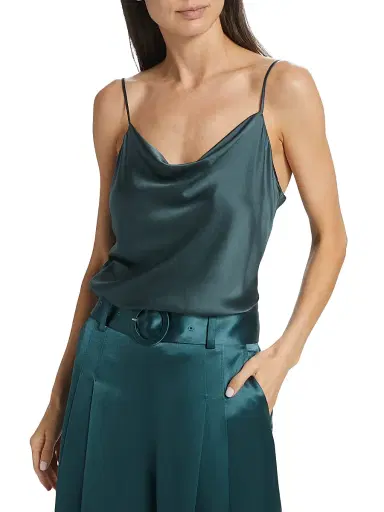 Cinq à Sept Women's Marta Silk Cowl-Neck Camisole - Onyx | Thumbnail 3