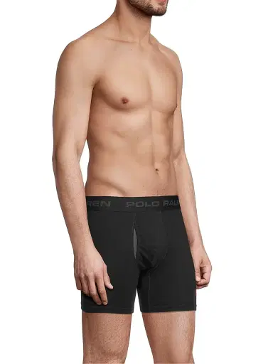 Polo Ralph Lauren Men's Logo Elastic Waistband Boxer Briefs, Pack of 3 - Black Red Grey | Thumbnail 4