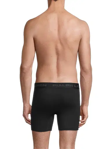 Polo Ralph Lauren Men's Logo Elastic Waistband Boxer Briefs, Pack of 3 - Black Red Grey | Thumbnail 5