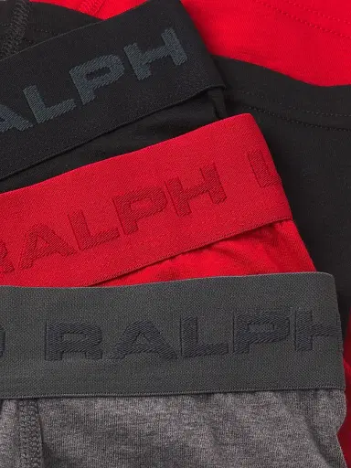 Polo Ralph Lauren Men's Logo Elastic Waistband Boxer Briefs, Pack of 3 - Black Red Grey | Thumbnail 6