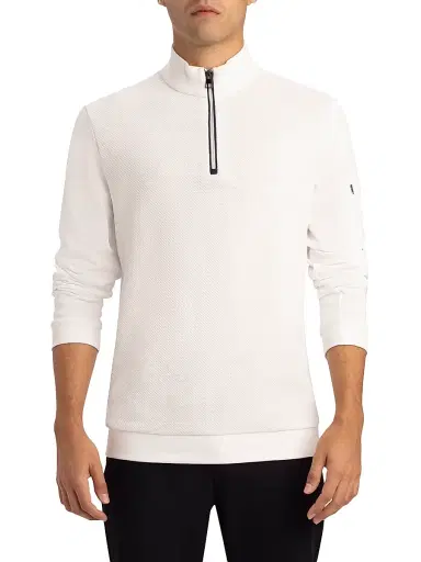 Bugatchi Men's Quarter-Zip Knit Jacket - White - Size XXL | Thumbnail 3 Bugatchi Men's Quarter-Zip Knit Jacket - White - Size XXL | Thumbnail 3
