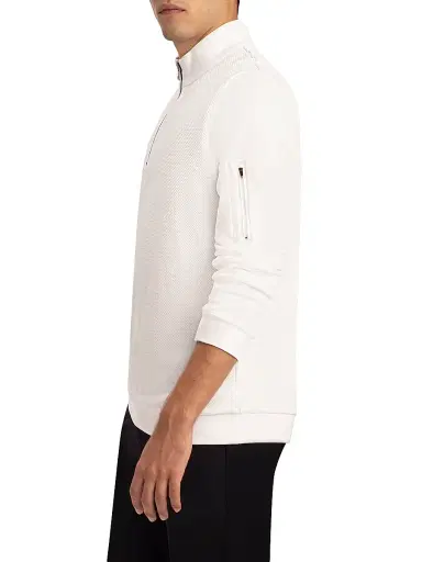 Bugatchi Men's Quarter-Zip Knit Jacket - White - Size XXL | Thumbnail 4 Bugatchi Men's Quarter-Zip Knit Jacket - White - Size XXL | Thumbnail 4