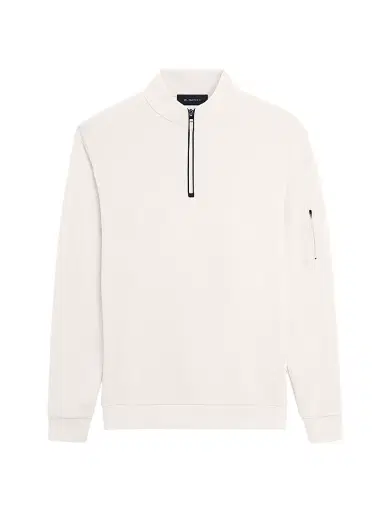 Bugatchi Men's Quarter-Zip Knit Jacket - White - Size XXL | Thumbnail 1 Bugatchi Men's Quarter-Zip Knit Jacket - White - Size XXL | Thumbnail 1