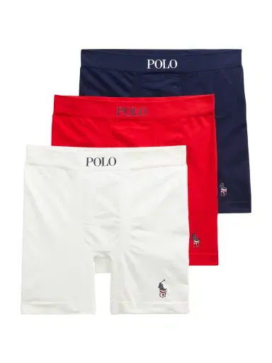 Polo Ralph Lauren Men's 3-Pack Logo Boxer Briefs - White Red Cruise Navy | Thumbnail 6