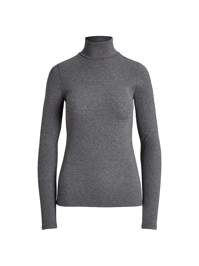 Polo Ralph Lauren Women's Stretch Rib-Knit Turtleneck Sweater - Medium Flannel Heather