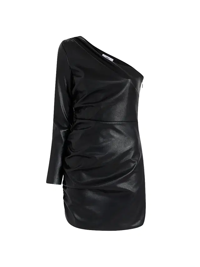 Likely Women's Serena One-Shoulder Faux Leather Minidress - Black
