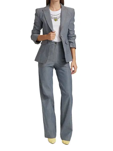 Cinq à Sept Women's Louisa Gathered Sleeve Jacket - Light Indigo | Thumbnail 2