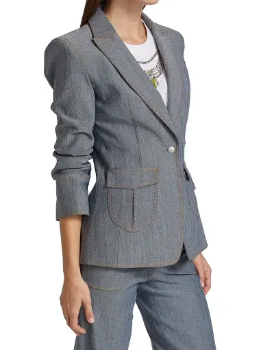 Cinq à Sept Women's Louisa Gathered Sleeve Jacket - Light Indigo | Thumbnail 4