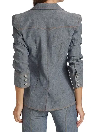 Cinq à Sept Women's Louisa Gathered Sleeve Jacket - Light Indigo | Thumbnail 5