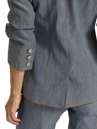 Cinq à Sept Women's Louisa Gathered Sleeve Jacket - Light Indigo | Thumbnail 6