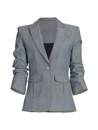 Cinq à Sept Women's Louisa Gathered Sleeve Jacket - Light Indigo | Thumbnail 1