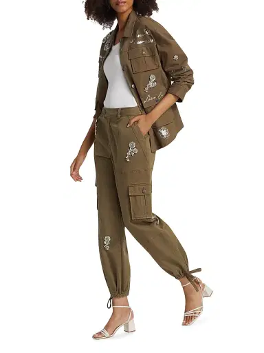 Cinq à Sept Women's Zola Embellished Jogger Pants - Olive - Size 12 | Thumbnail 2