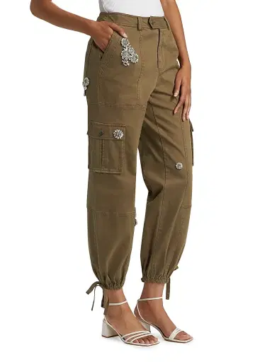 Cinq à Sept Women's Zola Embellished Jogger Pants - Olive - Size 12 | Thumbnail 4