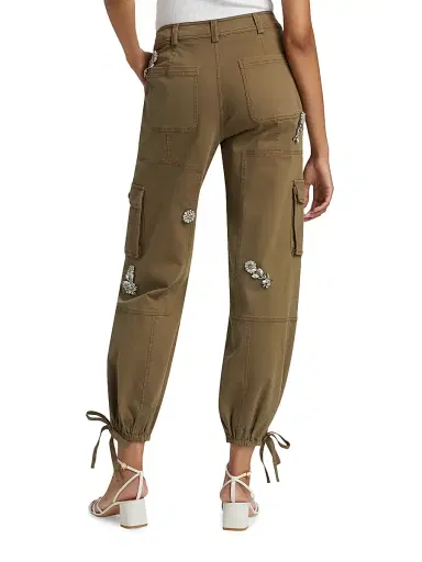 Cinq à Sept Women's Zola Embellished Jogger Pants - Olive - Size 12 | Thumbnail 5