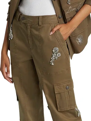 Cinq à Sept Women's Zola Embellished Jogger Pants - Olive - Size 12 | Thumbnail 6