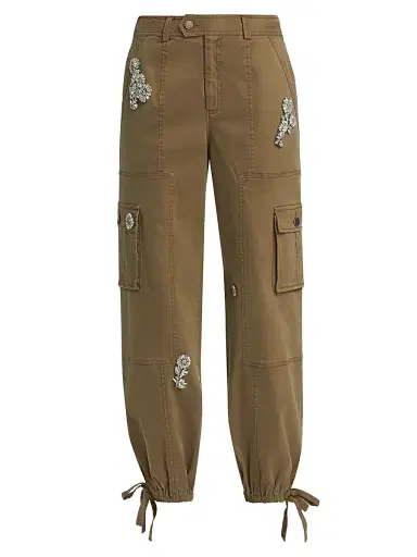 Cinq à Sept Women's Zola Embellished Jogger Pants - Olive - Size 12 | Thumbnail 1