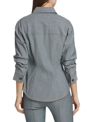 Cinq à Sept Women's Canyon Scrunched-Sleeve Denim Jacket - Light Indigo | Thumbnail 5 Cinq à Sept Women's Canyon Scrunched-Sleeve Denim Jacket - Light Indigo | Thumbnail 5