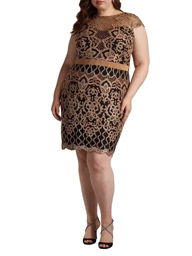 Tadashi Shoji Women's Plus Sequined Lace Cocktail Dress - Copper Shadow Black | Thumbnail 2