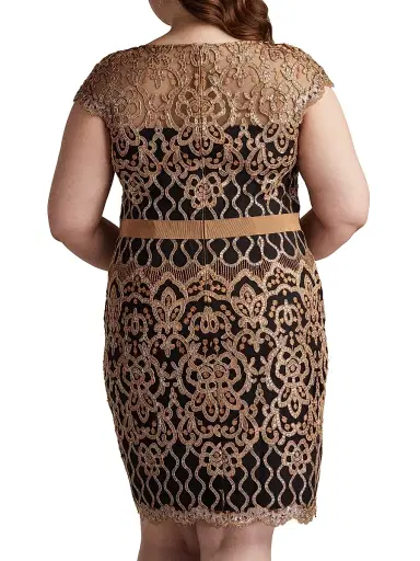 Tadashi Shoji Women's Plus Sequined Lace Cocktail Dress - Copper Shadow Black | Thumbnail 5