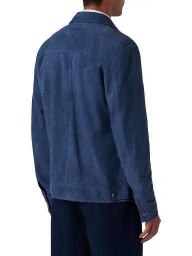 Bugatchi Men's Suede Bomber Jacket - Cobalt - Size Medium | Thumbnail 5 Bugatchi Men's Suede Bomber Jacket - Cobalt - Size Medium | Thumbnail 5