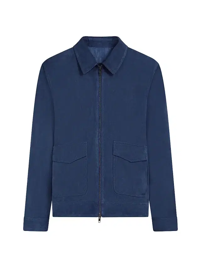 Bugatchi Men's Suede Bomber Jacket - Cobalt
