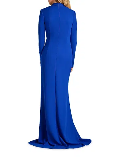 Tadashi Shoji Women's Crepe Ruffled Long-Sleeve Gown - Mystic Blue | Thumbnail 5