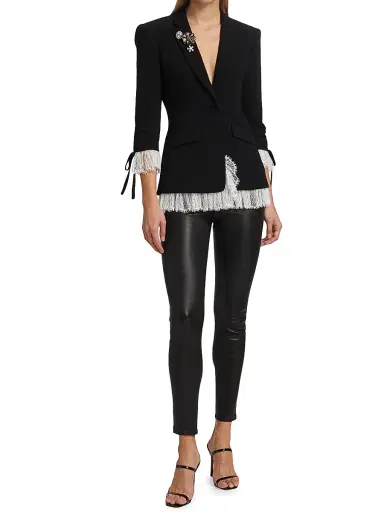 Cinq à Sept Women's Roxie Crepe Blazer - Black Ivory - Size 2 | Thumbnail 2 Cinq à Sept Women's Roxie Crepe Blazer - Black Ivory - Size 2 | Thumbnail 2