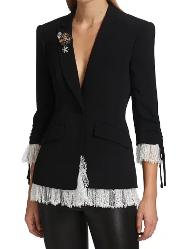 Cinq à Sept Women's Roxie Crepe Blazer - Black Ivory - Size 2 | Thumbnail 3 Cinq à Sept Women's Roxie Crepe Blazer - Black Ivory - Size 2 | Thumbnail 3