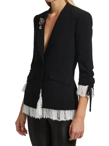 Cinq à Sept Women's Roxie Crepe Blazer - Black Ivory - Size 2 | Thumbnail 4 Cinq à Sept Women's Roxie Crepe Blazer - Black Ivory - Size 2 | Thumbnail 4