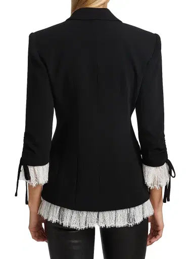 Cinq à Sept Women's Roxie Crepe Blazer - Black Ivory - Size 2 | Thumbnail 5 Cinq à Sept Women's Roxie Crepe Blazer - Black Ivory - Size 2 | Thumbnail 5