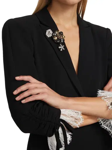 Cinq à Sept Women's Roxie Crepe Blazer - Black Ivory - Size 2 | Thumbnail 6 Cinq à Sept Women's Roxie Crepe Blazer - Black Ivory - Size 2 | Thumbnail 6