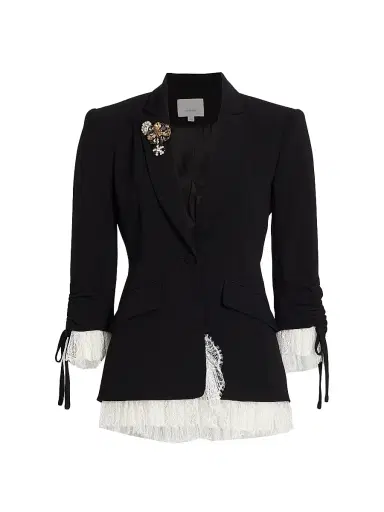 Cinq à Sept Women's Roxie Crepe Blazer - Black Ivory - Size 2 | Thumbnail 1 Cinq à Sept Women's Roxie Crepe Blazer - Black Ivory - Size 2 | Thumbnail 1