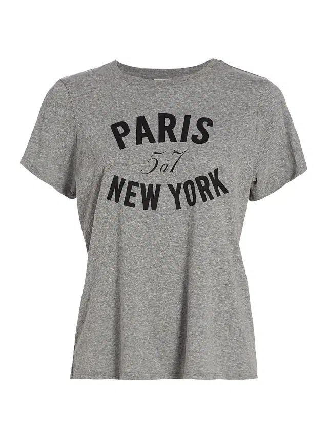 Cinq à Sept Women's Paris New York Graphic T-Shirt - Heather Grey