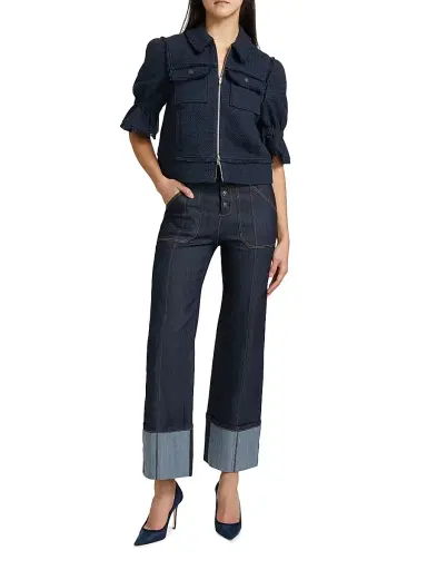 Cinq à Sept Women's Holly Short-Sleeve Boucle Jacket - Navy | Thumbnail 2 Cinq à Sept Women's Holly Short-Sleeve Boucle Jacket - Navy | Thumbnail 2