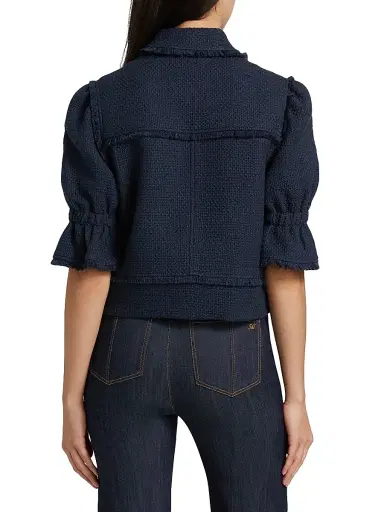 Cinq à Sept Women's Holly Short-Sleeve Boucle Jacket - Navy | Thumbnail 5 Cinq à Sept Women's Holly Short-Sleeve Boucle Jacket - Navy | Thumbnail 5