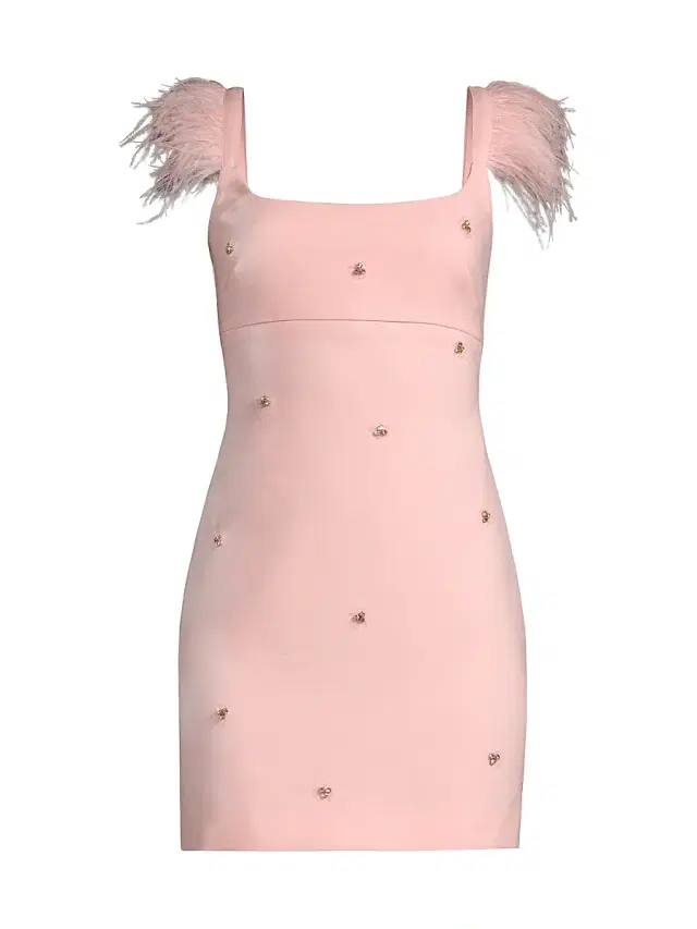Likely Women's Cameron Feather & Crystal Minidress - Rose Shadow