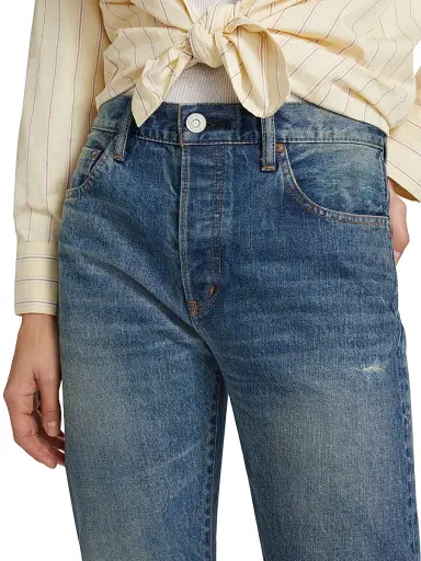 Moussy Vintage Women's Hopewell Denim High-Rise Straight-Leg Jeans - Dark Blue | Thumbnail 6