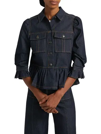 Cinq à Sept Women's Delanie Denim Crop Jacket - Indigo - Size XL | Thumbnail 3
