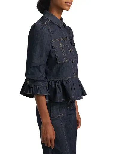 Cinq à Sept Women's Delanie Denim Crop Jacket - Indigo - Size XL | Thumbnail 4