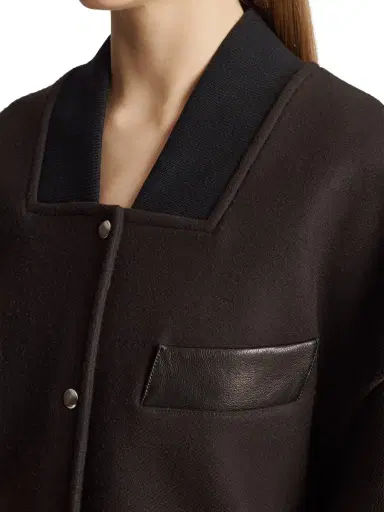 Khaite Women's Spencer Wool & Leather Varsity Jacket - Dark Brown | Thumbnail 5 Khaite Women's Spencer Wool & Leather Varsity Jacket - Dark Brown | Thumbnail 5