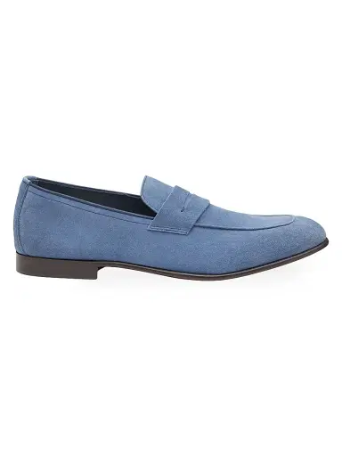 Johnston & Murphy Men's Taylor Suede Penny Loafers - Denim | Thumbnail 1 Johnston & Murphy Men's Taylor Suede Penny Loafers - Denim | Thumbnail 1