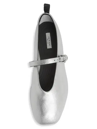 rag & bone Women's Spire Leather Mary Janes - Silver | Thumbnail 4