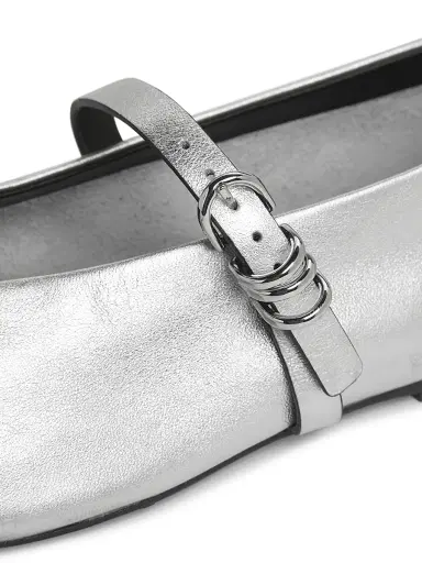 rag & bone Women's Spire Leather Mary Janes - Silver | Thumbnail 6