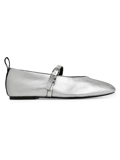 rag & bone Women's Spire Leather Mary Janes - Silver | Thumbnail 1