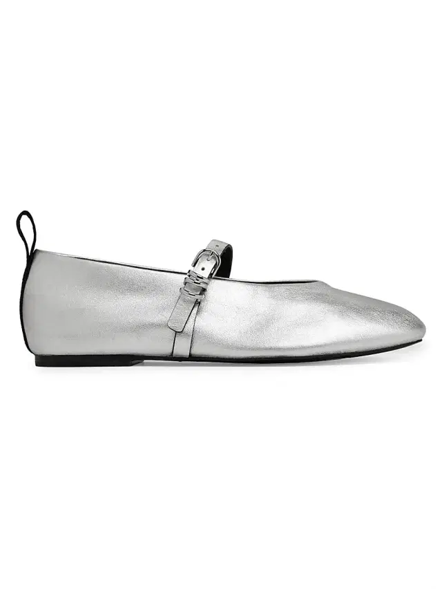 rag & bone Women's Spire Leather Mary Janes - Silver