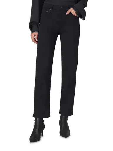 rag & bone Women's Flexi Harlow Stretch Straight-Leg Jeans - Black | Thumbnail 3