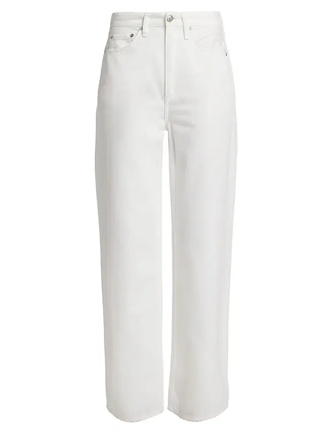 rag & bone Women's Featherweight Logan Mid-Rise Wide-Leg Jeans - Optic White
