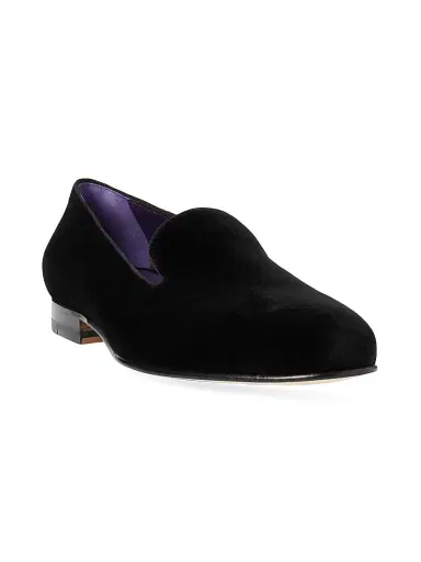 Ralph Lauren Purple Label Men's Alonzo Velvet Loafers - Black | Thumbnail 2