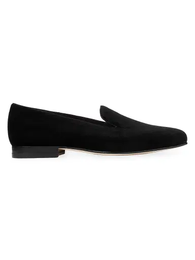 Ralph Lauren Purple Label Men's Alonzo Velvet Loafers - Black | Thumbnail 1